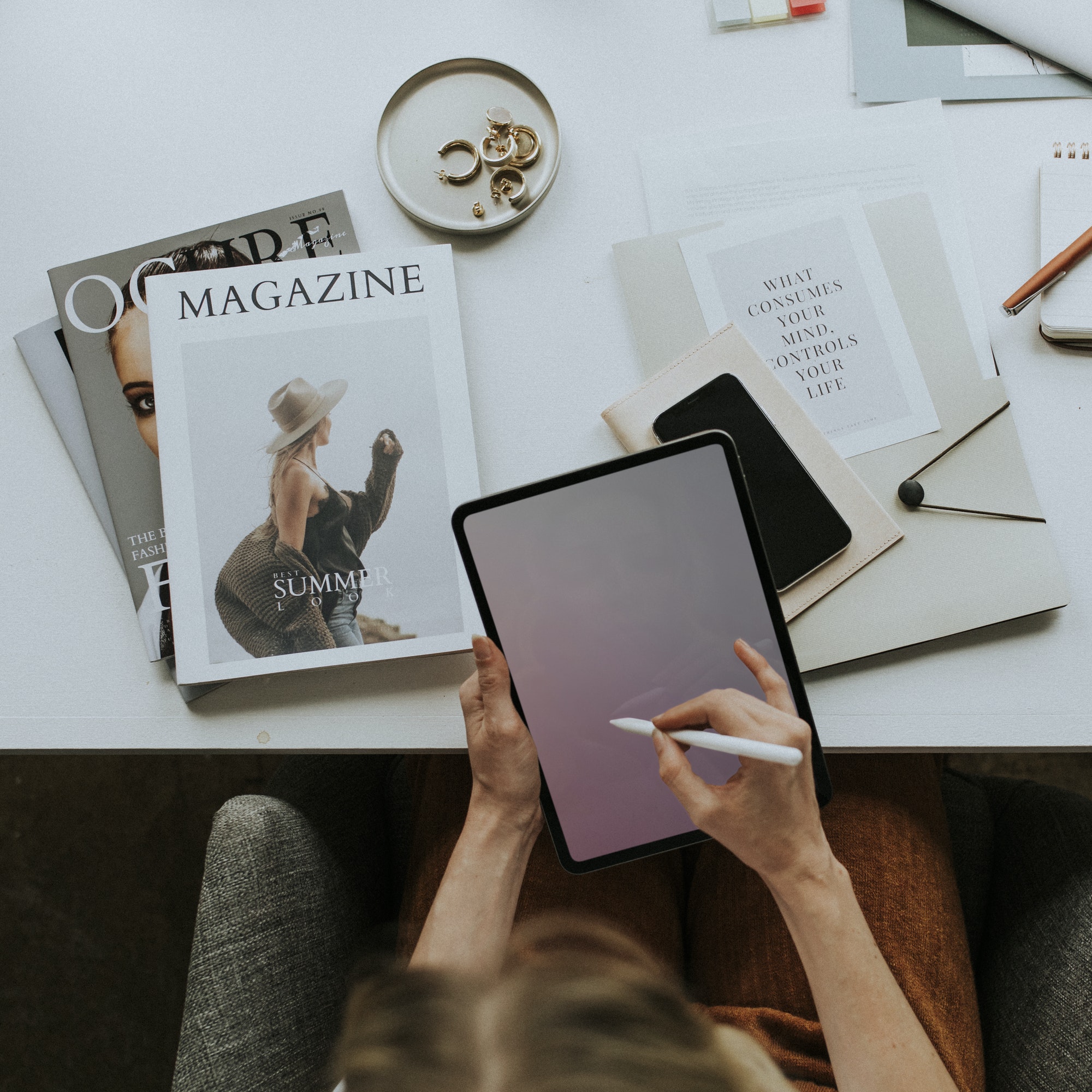 Designer drawing on a tablet