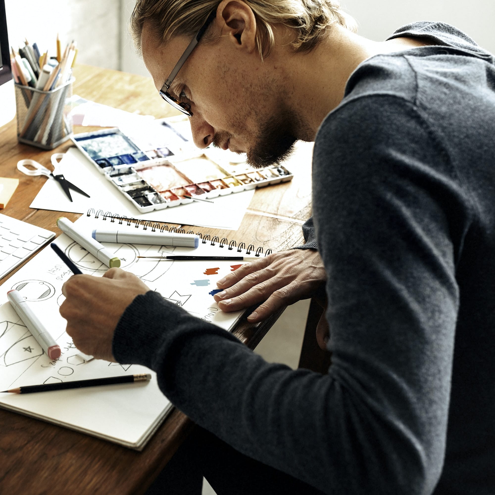 Ideas Creative Occupation Design Studio Drawing Startup Concept